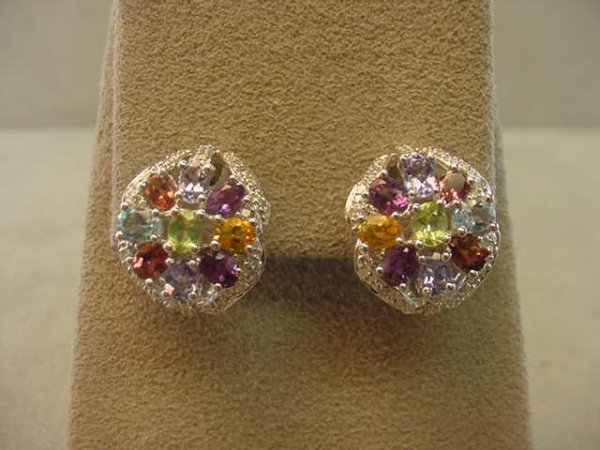14K WHITE GOLD MULTI-STONE EARRINGS