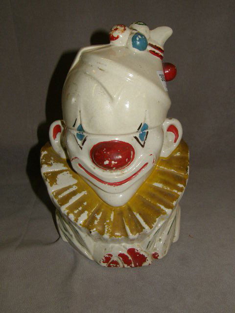 MC COY CLOWN COOKIE JAR: MC COY CLOWN COOKIE JAR - 11 1/2" HIGH - PAINT LOSS, CRAZING