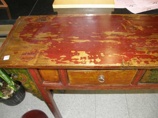 ORIENTAL PAINTED CONSOLE TABLE WITH 3 DRAWERS - 2