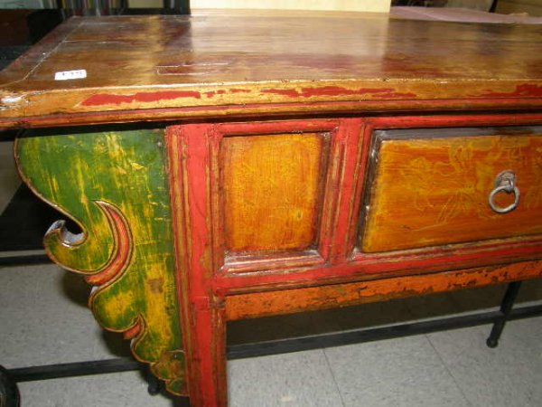 ORIENTAL PAINTED CONSOLE TABLE WITH 3 DRAWERS - 3