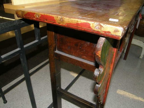 ORIENTAL PAINTED CONSOLE TABLE WITH 3 DRAWERS - 4