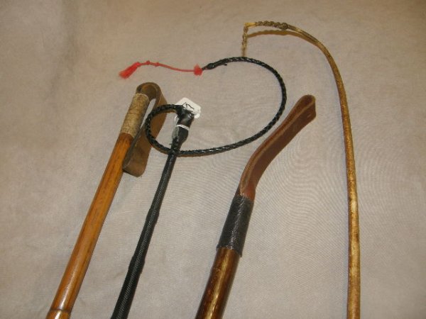 2 WHIPS AND 2 CROPS -1 WITH HALLMARKED TRIM - 4