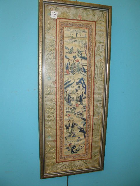 FRAMED ORIENTAL EMBROIDERED TEXTILE