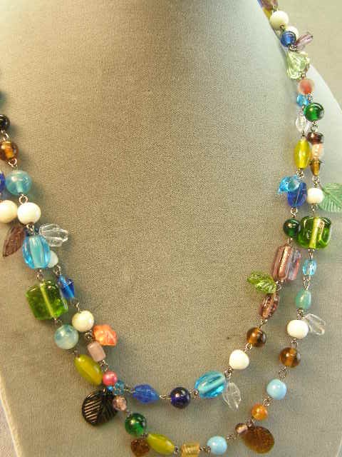 52" ART GLASS BEAD NECKLACE