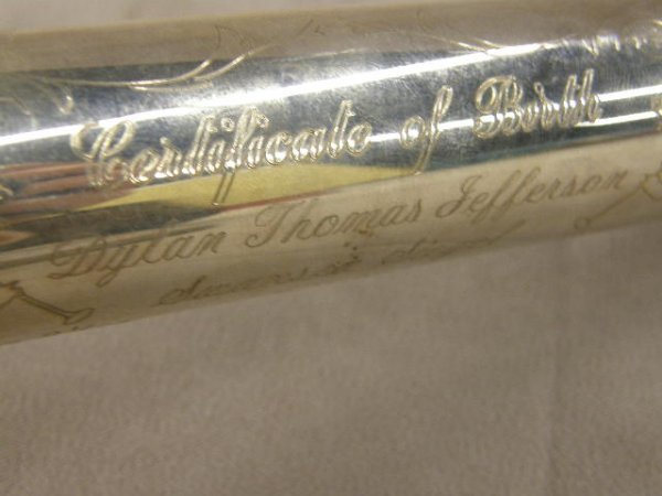 SILVERPLATED BIRTH CERTIFICATE HOLDER - 2