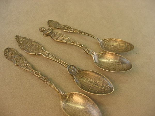 4 FIGURAL STERLING SPOONS -SOME SOUVENIR