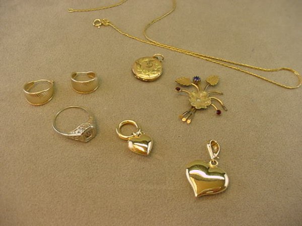 BAG OF 14K AND 18K GOLD JEWELRY, ETC.