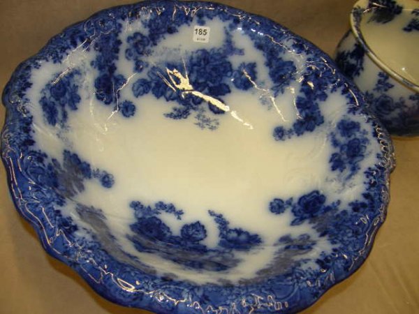 FLOW BLUE BOWL AND CHAMBER POT - 2