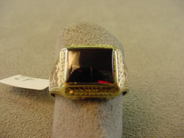 10K 2-COLOR GOLD ENGRAVED ANTIQUE RING - 2
