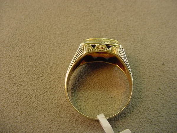 10K 2-COLOR GOLD ENGRAVED ANTIQUE RING - 3