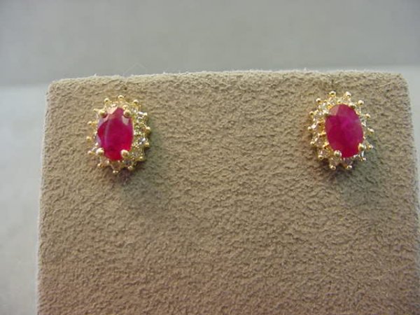 14K GOLD RUBY AND DIAMOND EARRINGS