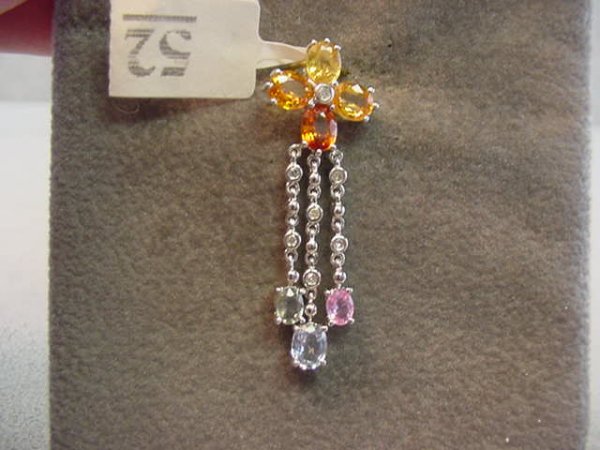 14K WHITE GOLD SAPPHIRE & DIAMOND PENDANT