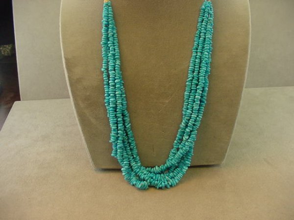 1 26 INCH STRAND TURQUOISE & CORD NECKLACE