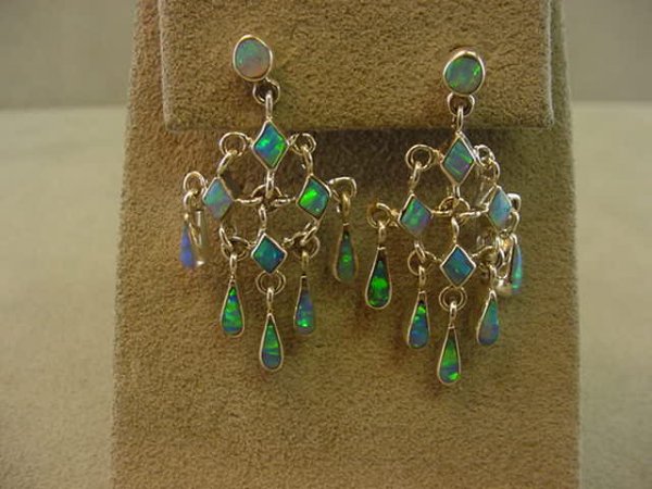 PAIR STERLING OPAL EARRINGS