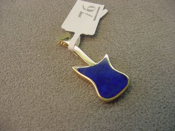 14K GOLD LAPIS GUITAR PENDANT
