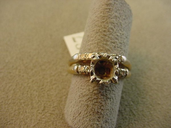 2 PC VINTAGE 14K GOLD WEDDING RING SET