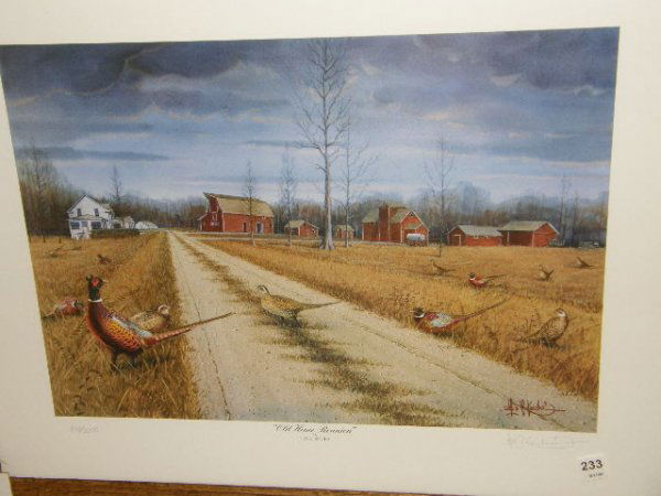 FRAMED SIGNED AND NUMBERED KOUBA PRINT: FRAMED SIGNED AND NUMBERED KOUBA PRINT 'OLD HOME REUNION' - .