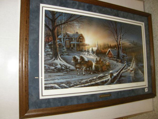 FRAMED SIGNED AND NUMBERED REDLIN PRINT: FRAMED SIGNED AND NUMBERED REDLIN PRINT - 24" X 14" IMAGE SIZE - .