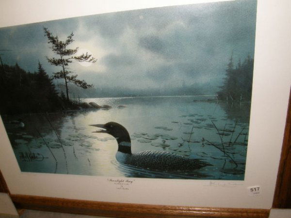 FRAMED SIGNED AND NUMBERED KOUBA PRINT: FRAMED SIGNED AND NUMBERED KOUBA PRINT "MOONLIGHT BAY" - . - .