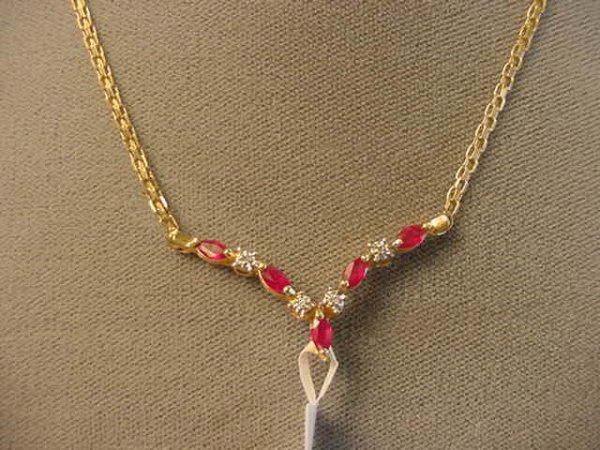 10K GOLD RUBY AND DIAMOND NECKLACE