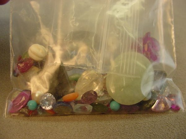 BAG OF UNSET STONES -JADE, ONYX, CZ