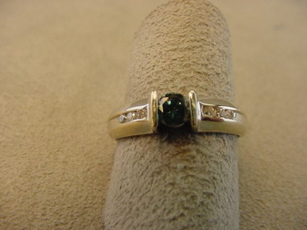 14K WHITE GOLD IRRADIATED BLUE DIAMOND RING