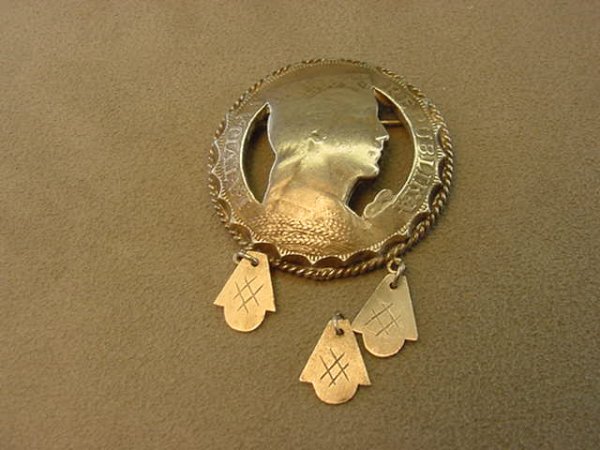 1 FORIEGN COIN PIN--1 DANGLE LOOSE