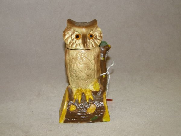 REPRO BOOK OF KNOWLEDGE CAST IRON OWL BANK