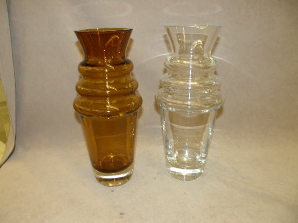 2 MARQUIS BY WATERFORD VASES -1 AMBER, 1 CLEAR