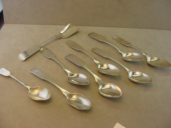 9 HALLMARKED STERLING AND COIL SPOONS, ETC
