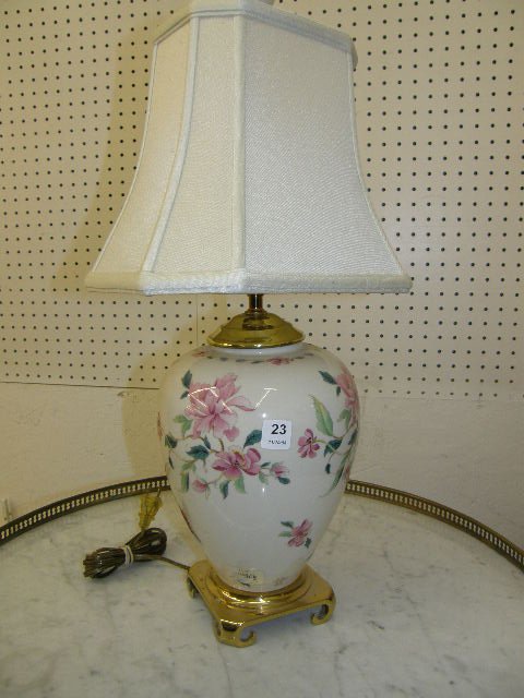 PAIR LENOX PORCELAIN LAMPS WITH SHADES