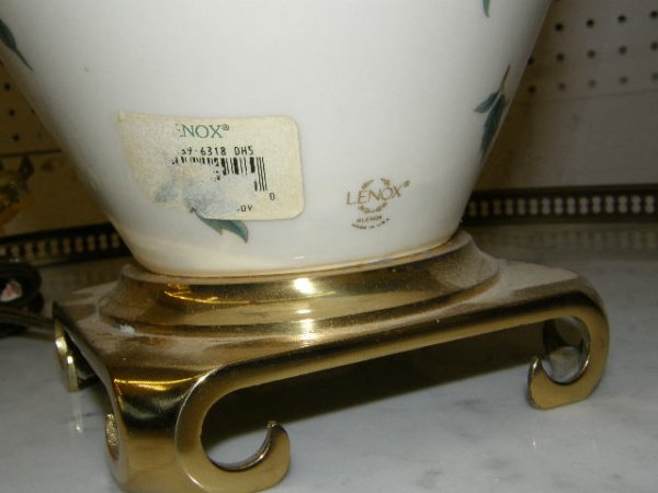 PAIR LENOX PORCELAIN LAMPS WITH SHADES - 2