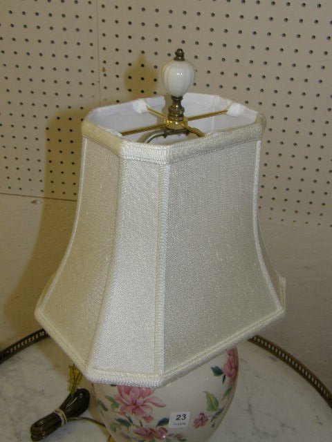PAIR LENOX PORCELAIN LAMPS WITH SHADES - 3