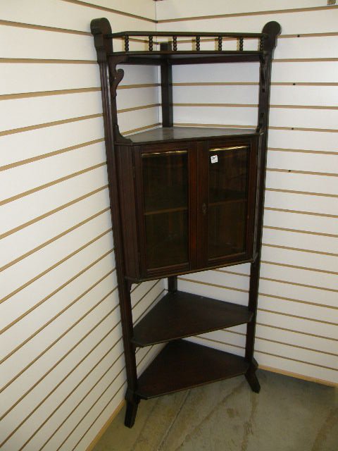 CORNER MAHOGANY VITRINE CABINET