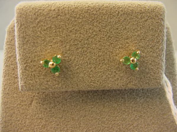 14K GOLD EMERALD EARRINGS