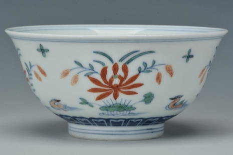 An Imperial Doucai Bowl, Qianlong Mark and Period: An Imperial Doucai Bowl, Qianlong Mark and Period. Size: 2" H x 4.25" W. Provenance: ex-collection of Dr. Siegfried Ramler(1927-2009), who lived and worked as a family doctor in Hong Kong during the 1