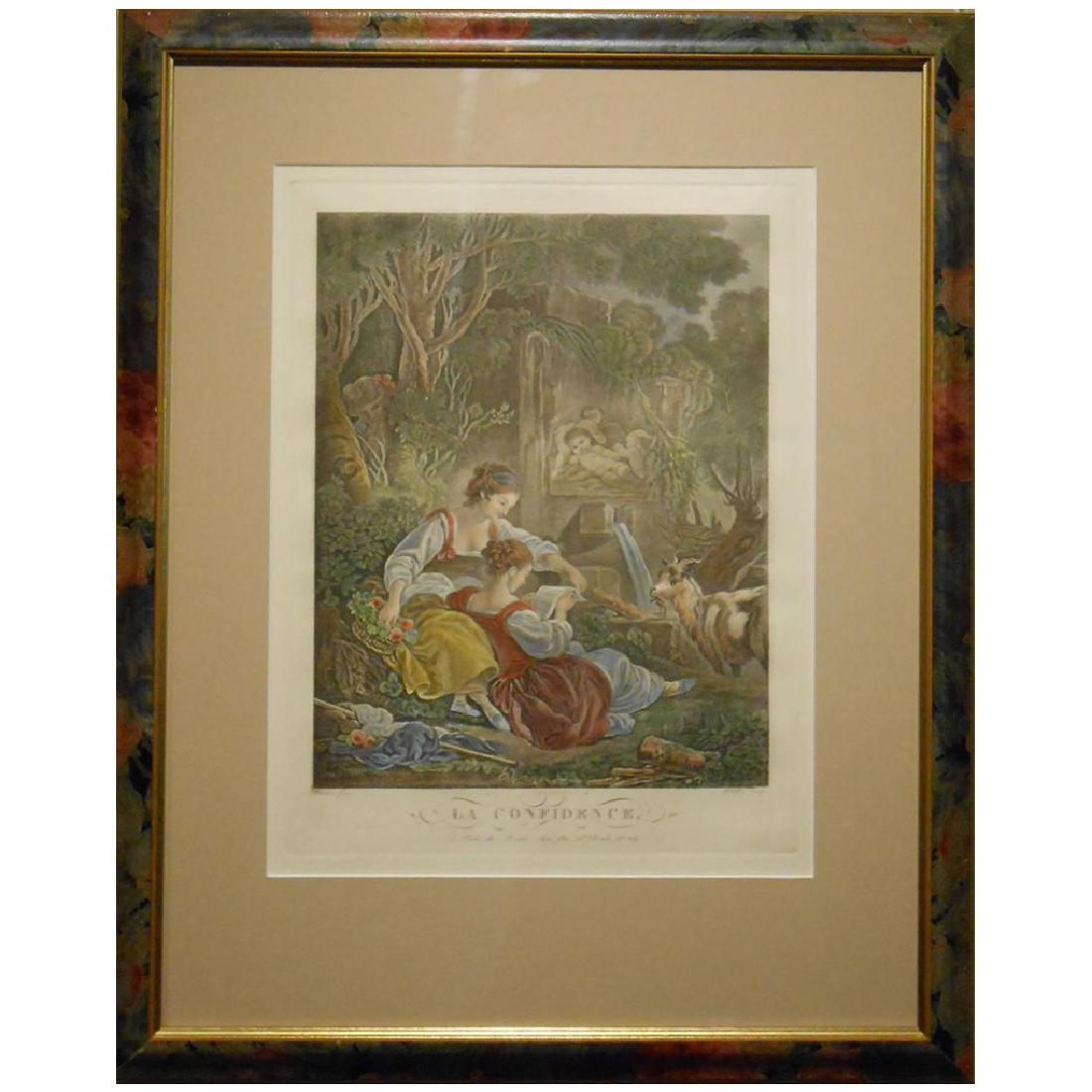 Antique French Boucher Etching La Confidence (1 of 6)
