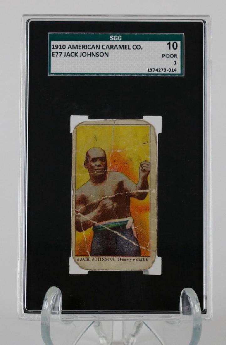 Jack Johnson / Collectible Trading Card E77 1910: E77 1910 Jack Johnson / Collectible Trading Card American Caramel Co. (Graded). Collectibles & Hobbies Sports Memorabilia.