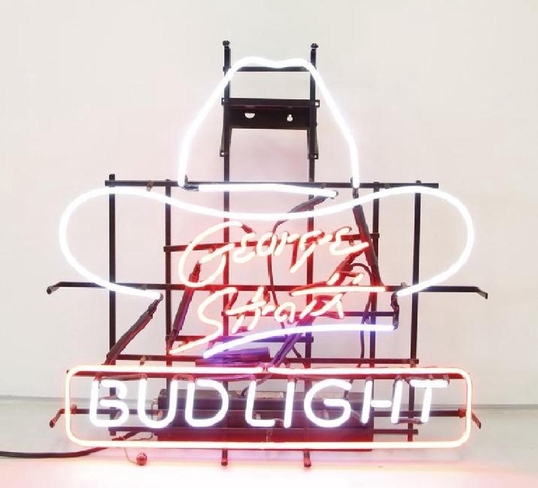 George Strait Budweiser Hat Neon Lighted Sign (1 of 3)