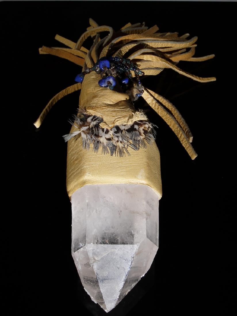 Crystal Stone with Native American Leather Wrapping (1 of 4)