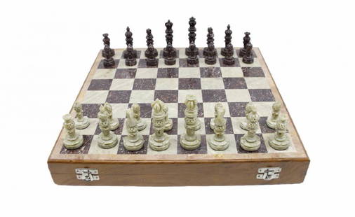 Marble Chess Set In Wooden Case: Marble Chess Set In Wooden Case ( Case Size 14 x 14). Collectibles & Hobbies