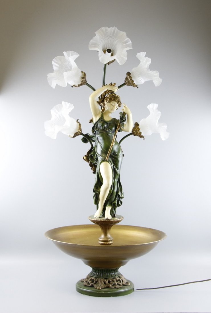 Mid Century Mixed Metals Floral Statue Lamp (1 of 4)