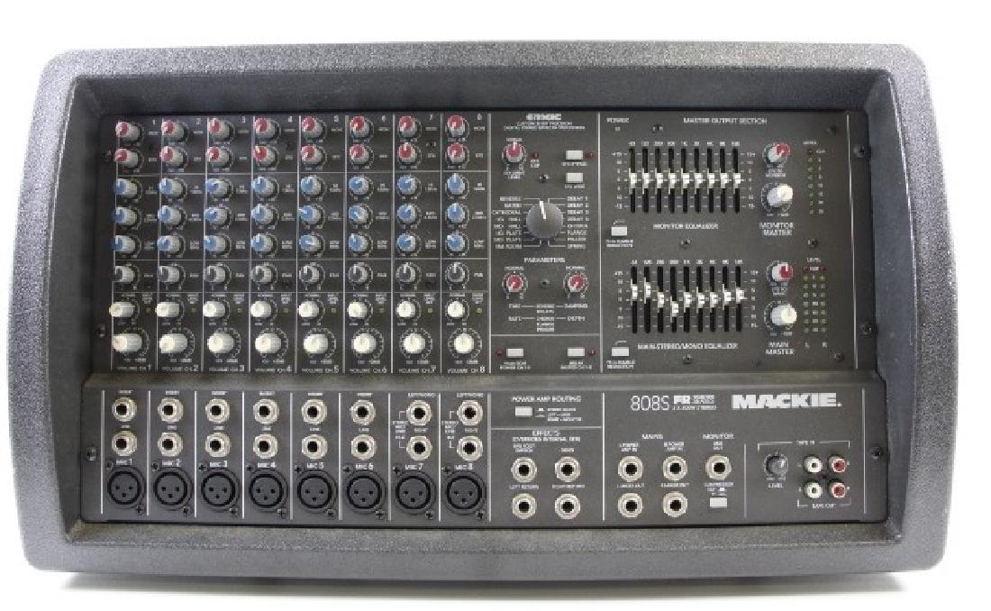 Mackie 808S FR Series: Mackie 808S FR Series 2x600W Stereo Powered PA Control Board Mixer. Est weight: 40 lbs, 21" x 13" x 13"