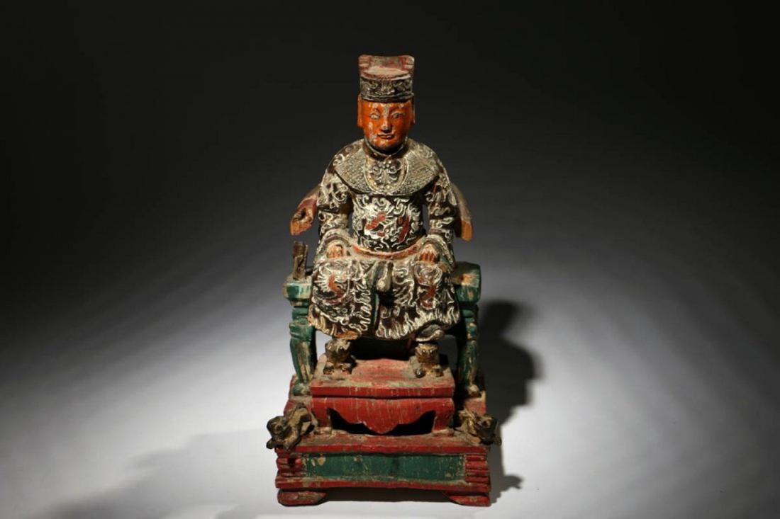 Chinese Wood Temple Figure (1 of 4)