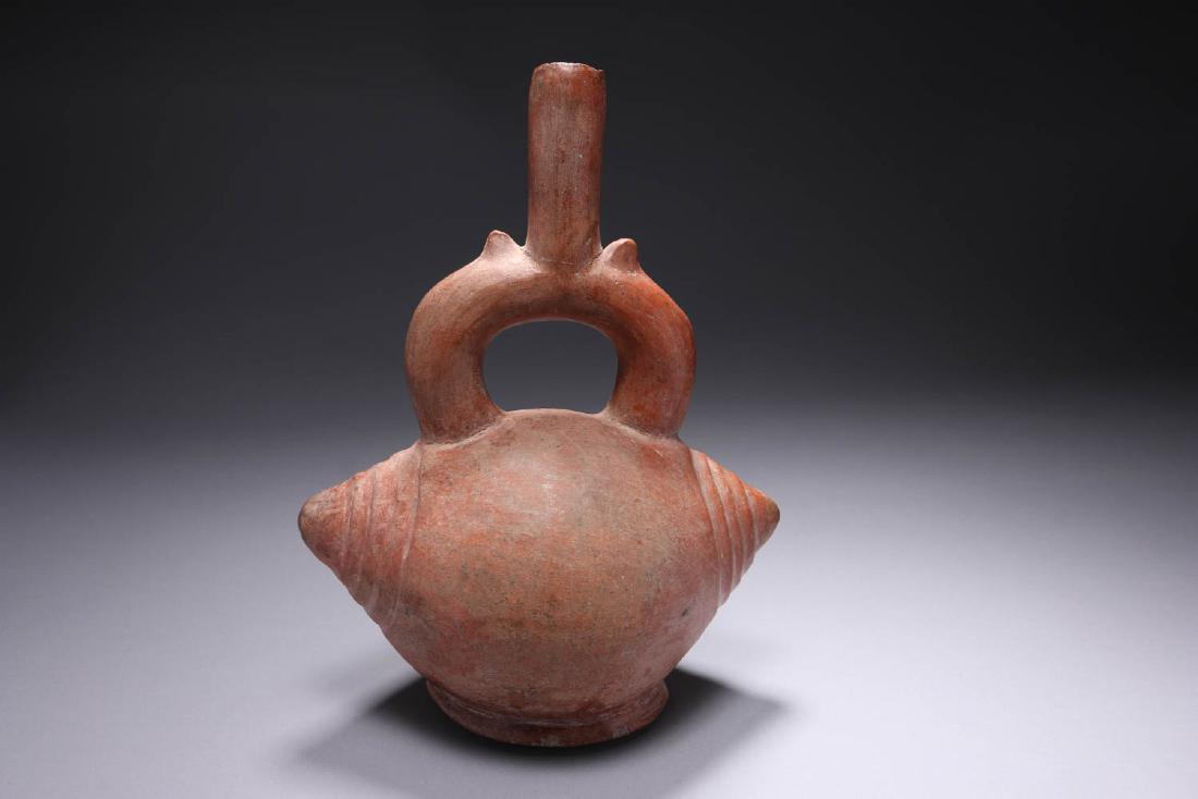Pre-columbian Chimu Redware Stirrup Jar (1 of 6)