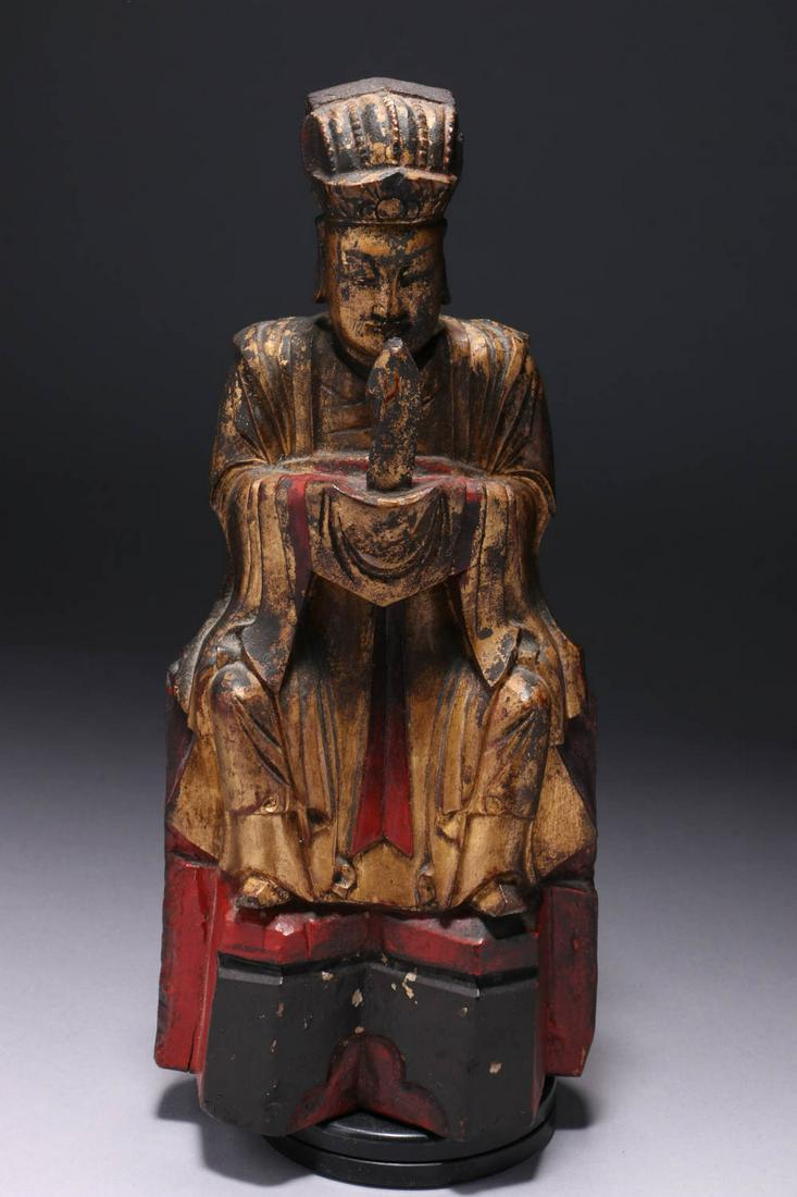 Chinese Wood Shrine Figure (1 of 7)