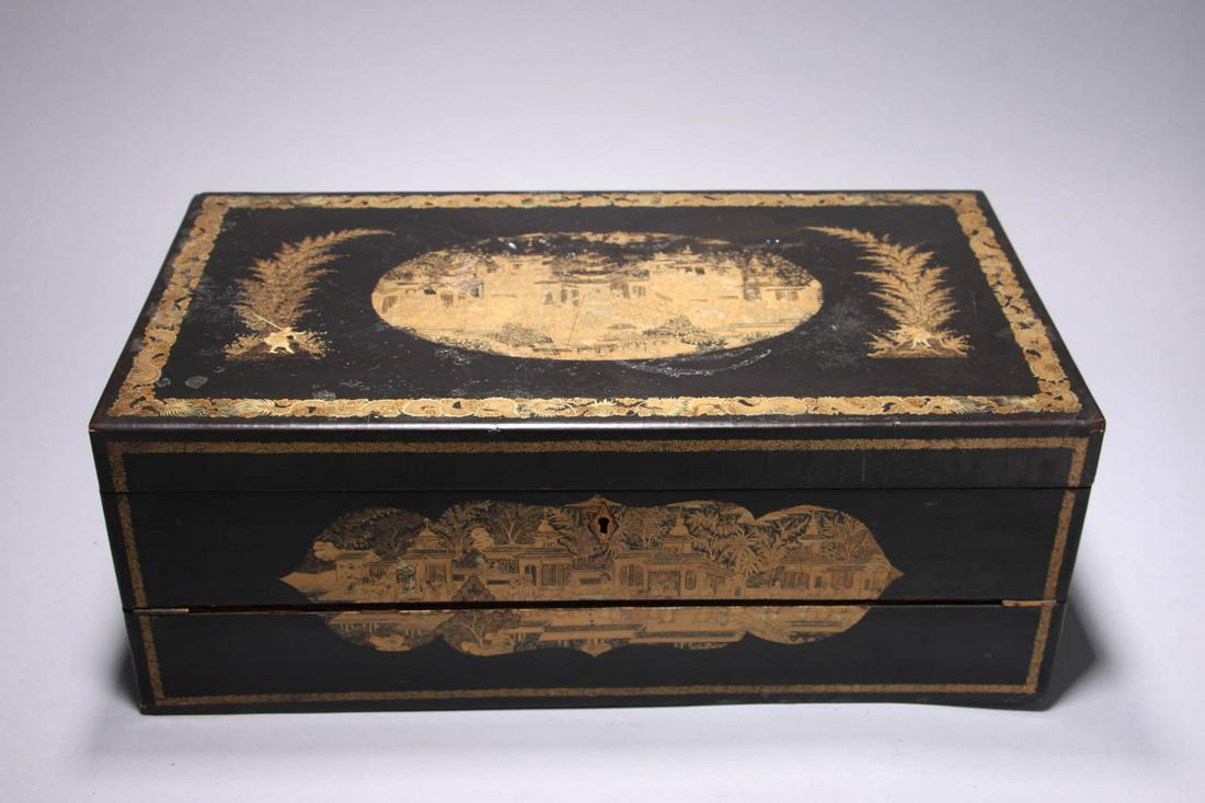 Chinese Black Lacquer Writing Box (1 of 10)
