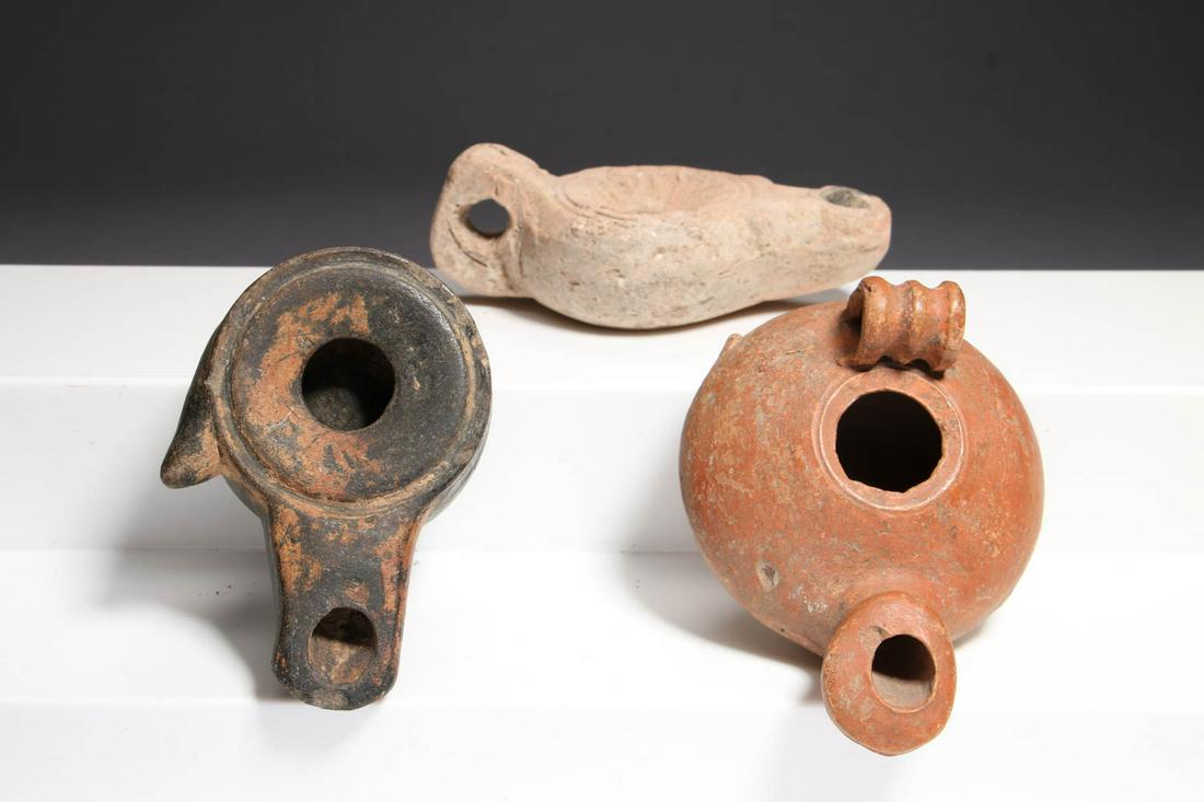 Ancient Oil Lamps - Lot of 3 (1 of 7)