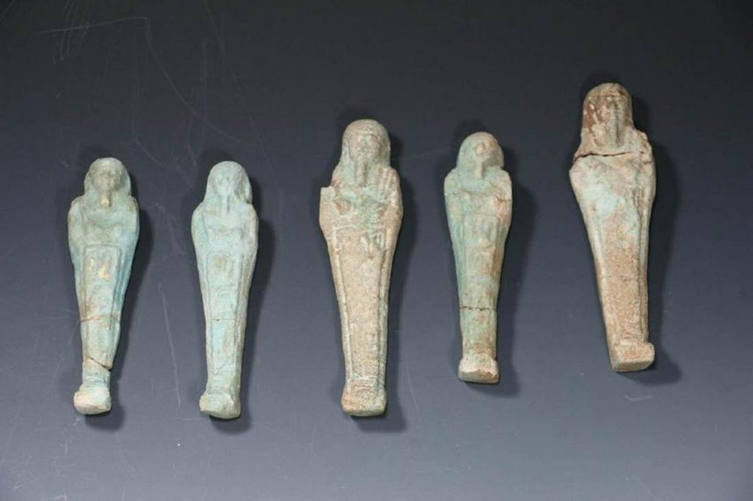 Five Egyptian Faience Ushabits Late Dynasty (1 of 2)