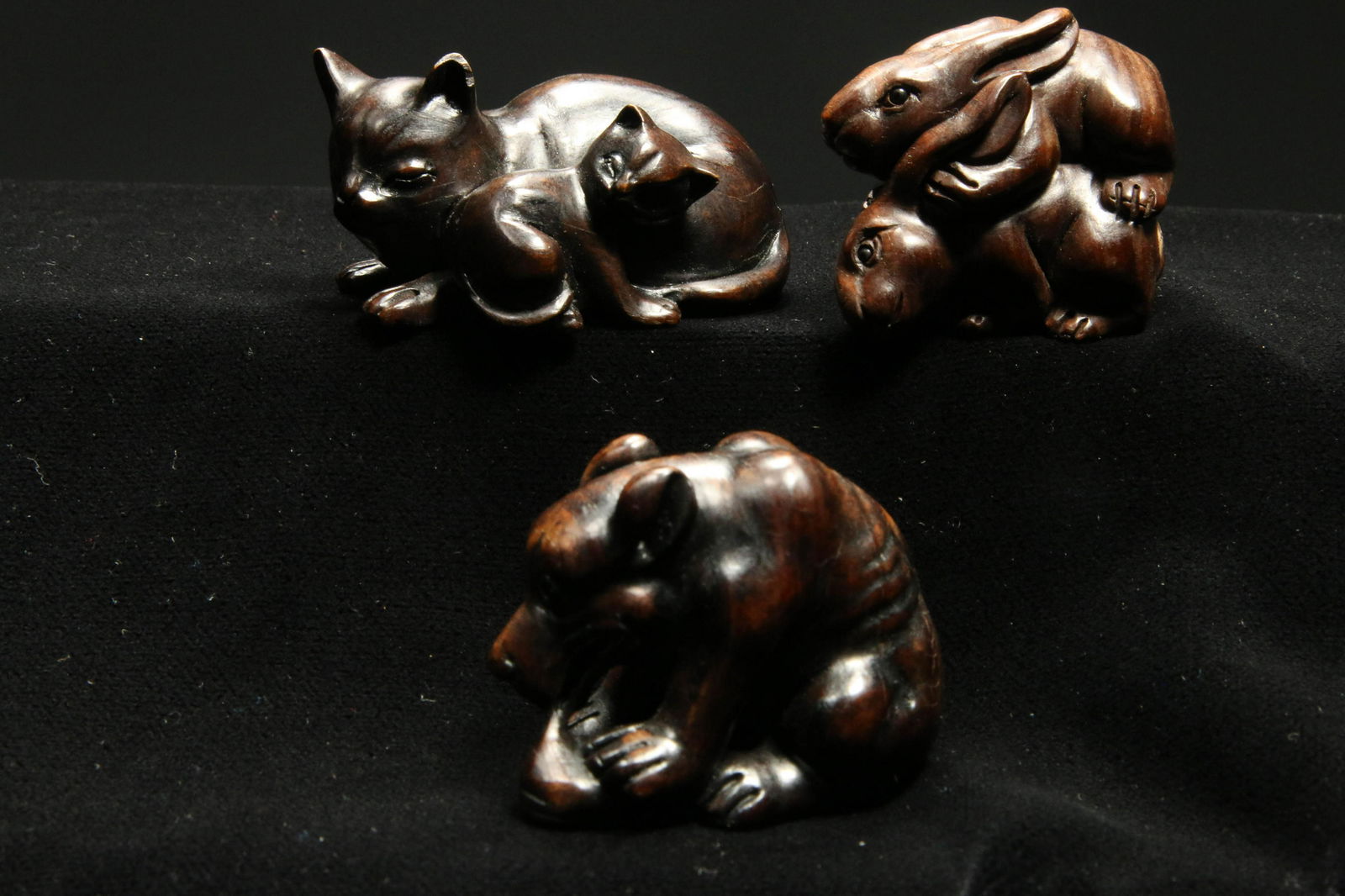 Japanese Wood Netsukes - Lot of 3 (1 of 6)